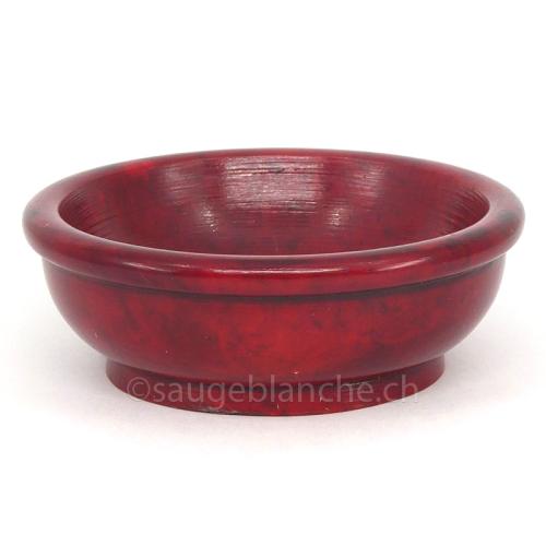 Stone fumigation bowl, red colour, to be used with charcoal tablets and sand. Diam. 10cm