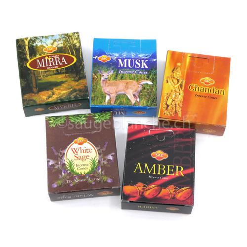Incienso indio Sandesh, muchas fragancias disponibles, en cajas de 10 conos