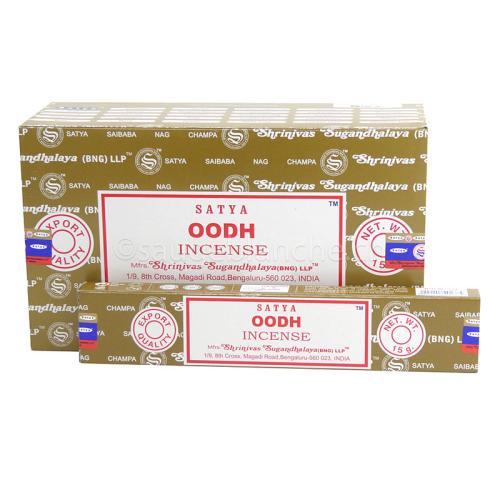 Encens indien Satya Oodh, boîtes de 15 grammes