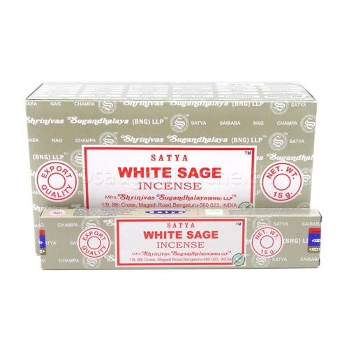 Encens indien Satya Sai Baba White Sage parfum sauge blanche, boîtes de 15 grammes
